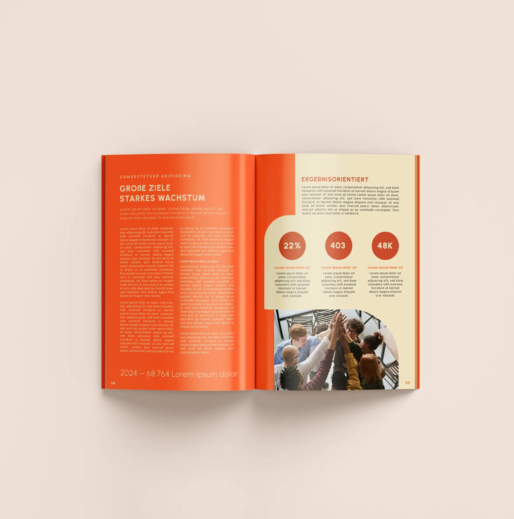 Broschuere_Geschaeftsbericht_Layoutdesign_Firmenbericht_Jahresbericht_Grafikdesign_Editorial_Employer Das Design von Jahresberichten enthält oft auch Infografiken und Diagramme.