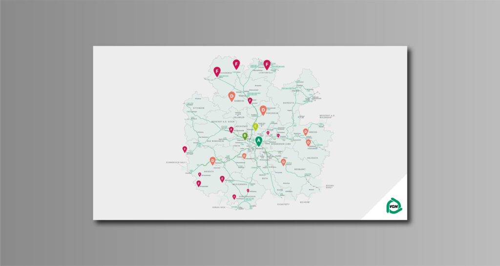 Entwurf einer Landkarte des VGN von Kaffee & Köpfe Mediendesign